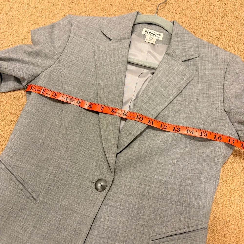 Georgiou Studio Longline Italian Wool Blend Blazer Grey - Picture 10 of 11